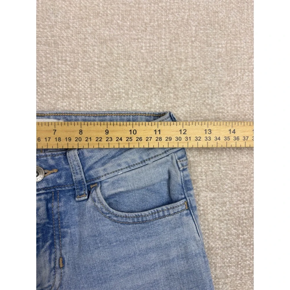 Abercrombie Kids Girls High Rise Wide Leg Distressed Jeans Light Wash 9/10 Long